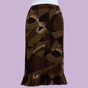 y2k brown quirky downtown it girl midi skirt